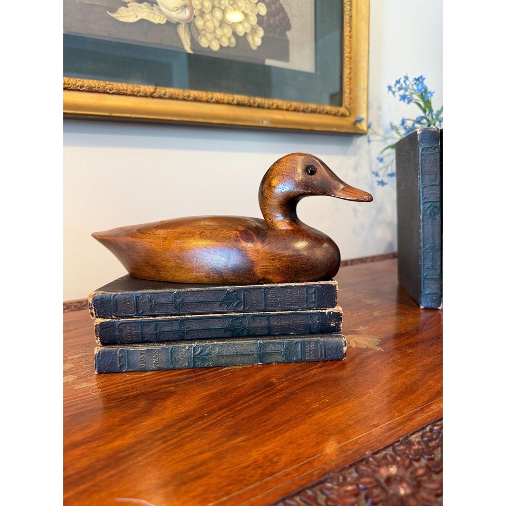 Vintage Carved Wooden Duck Decoy, A.J. Carney, NJ Folk Art Bird